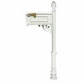Lewiston Mailbox System with Post Ornate Base & Pineapple Finial, White LM-703-LPST-WHT